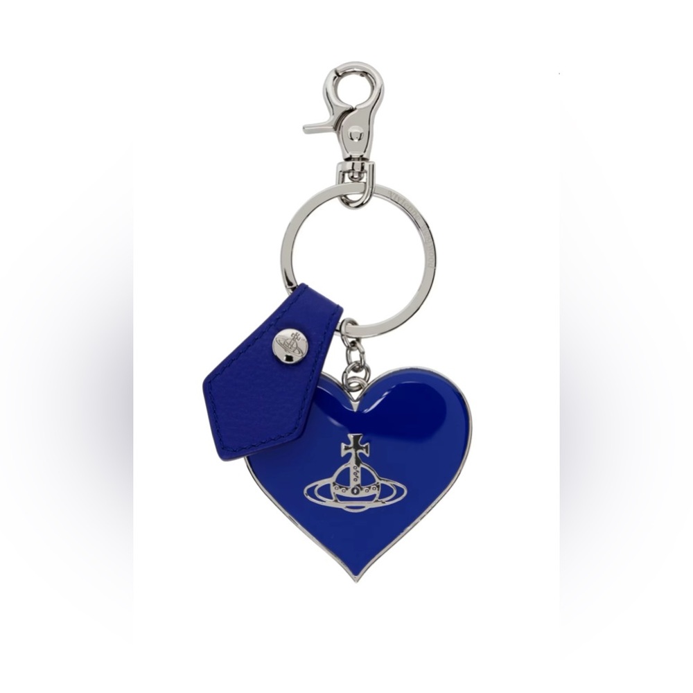 Vivienne Westwood Blue Mirror Heart Orb Keychain